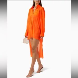 Norma Kamali Oversized Mesh Boyfriend Shirt